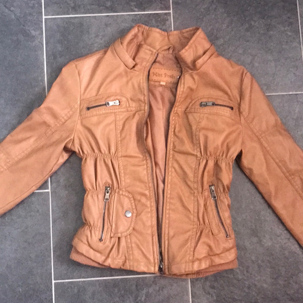 brown vegan leather jacket